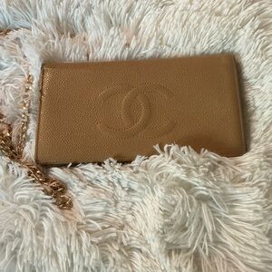 CHANEL Tan Leather Wallet